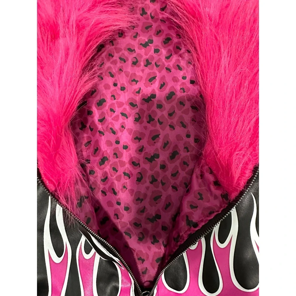 BRATZ Jacket Spirit Halloween (Rare) Faux Fur Faux Leather Pink Juniors Size S